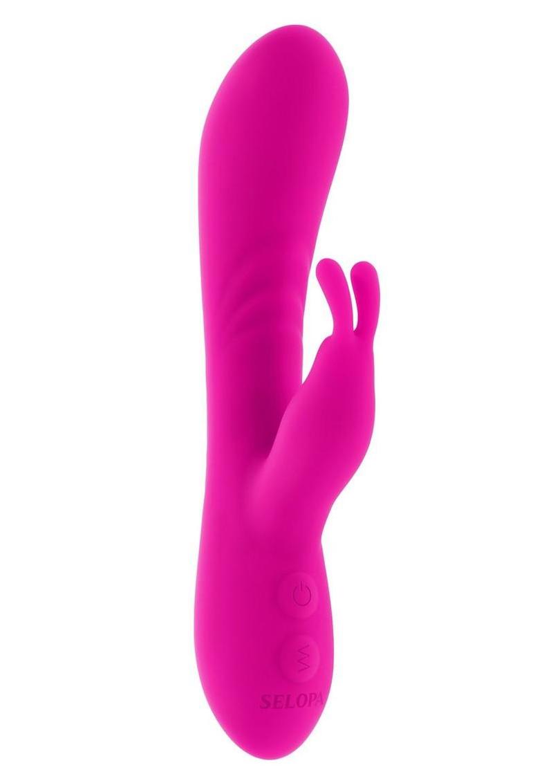 Selopa Robust Rabbit Rechargeable Silicone Dual Vibrator - Pink