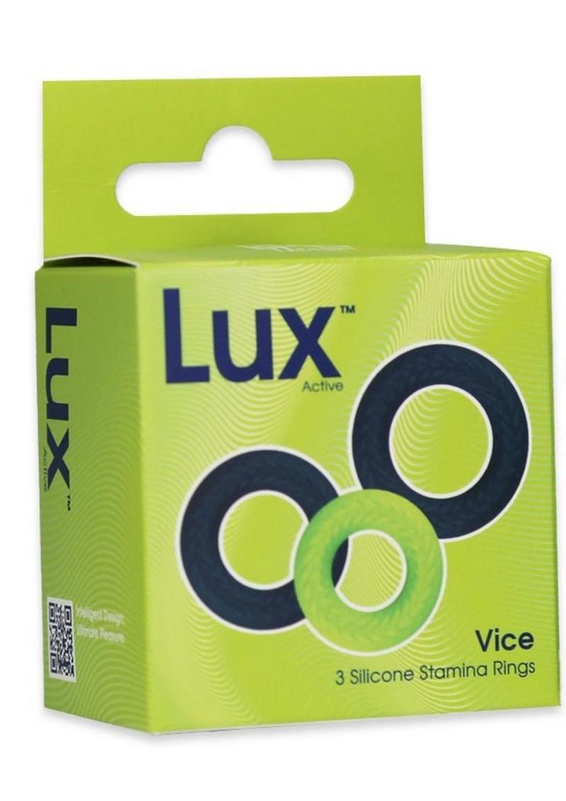 LUX Active Vice Silicone Stamina Rings (3 Pack) - Navy/Green