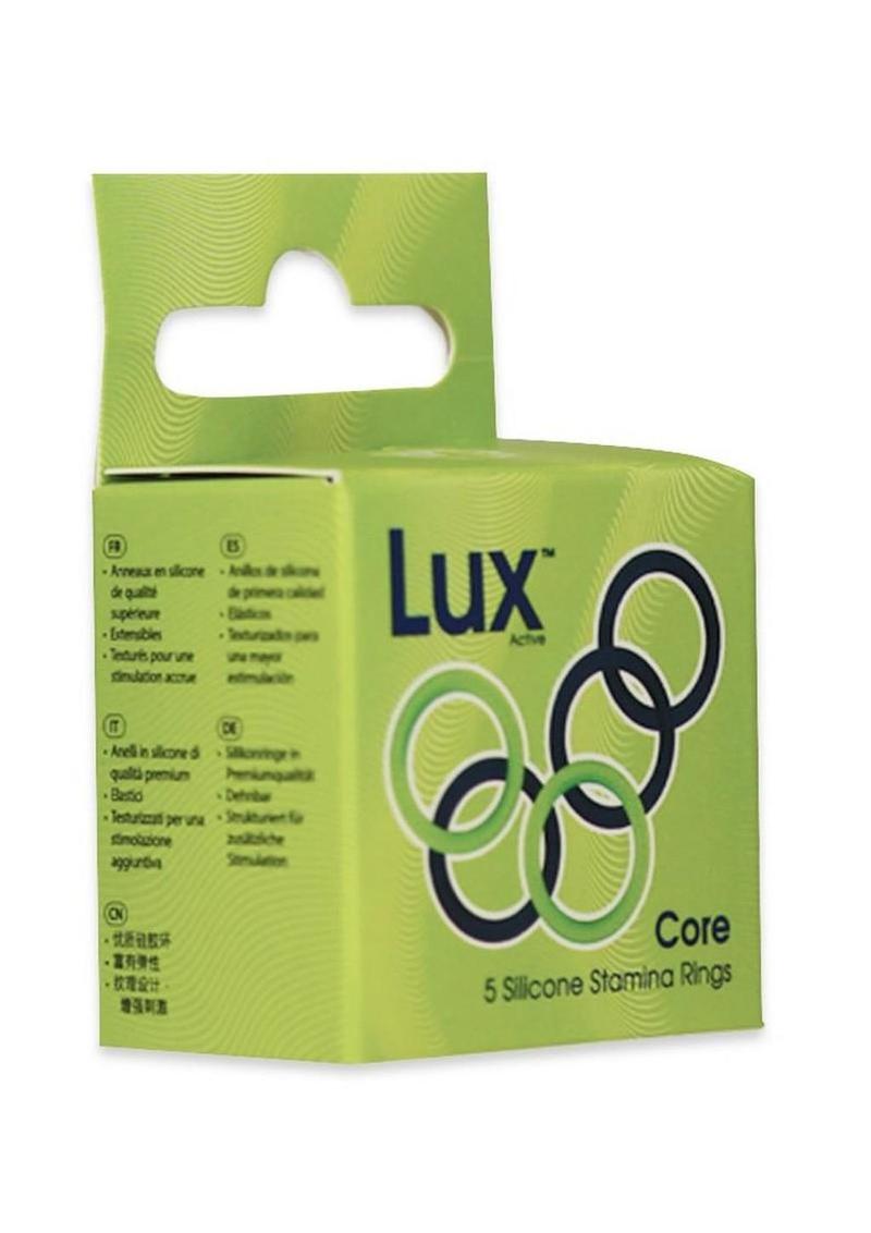 LUX Active Core Silicone Stamina Rings (5 Pack) - Navy/Green