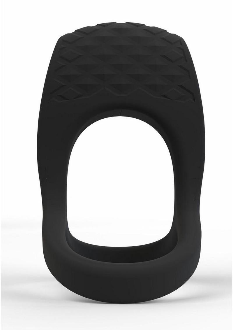 Screaming O Big O Pro Strapped Vibrating Rechargeable Silicone Cock Ring - Black
