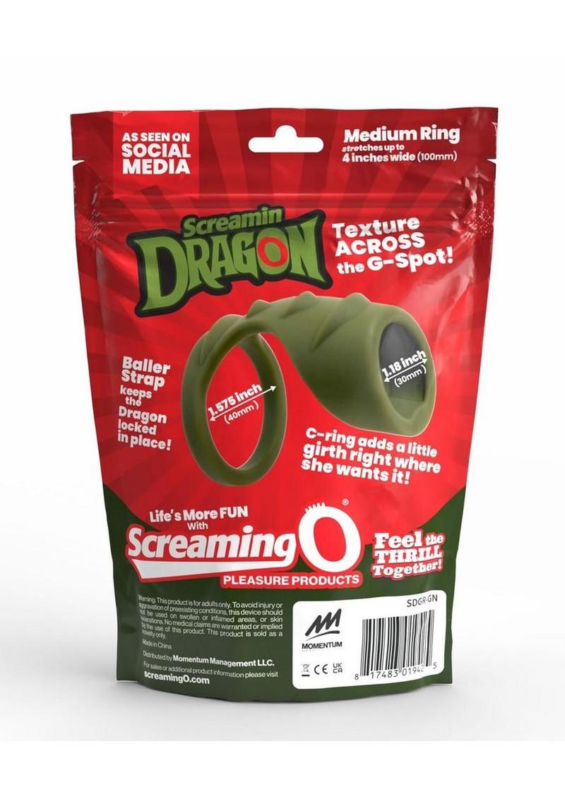 Screamin' Dragon Forest Dragon G-Spot Silicone Texture Cock Ring - Green