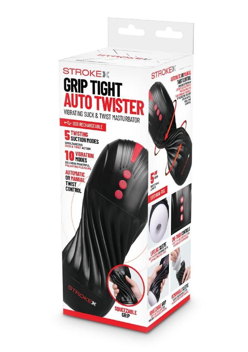 Stroke-X Grip Tight Auto Twister Rechargeable Masturbator - Frost/Black