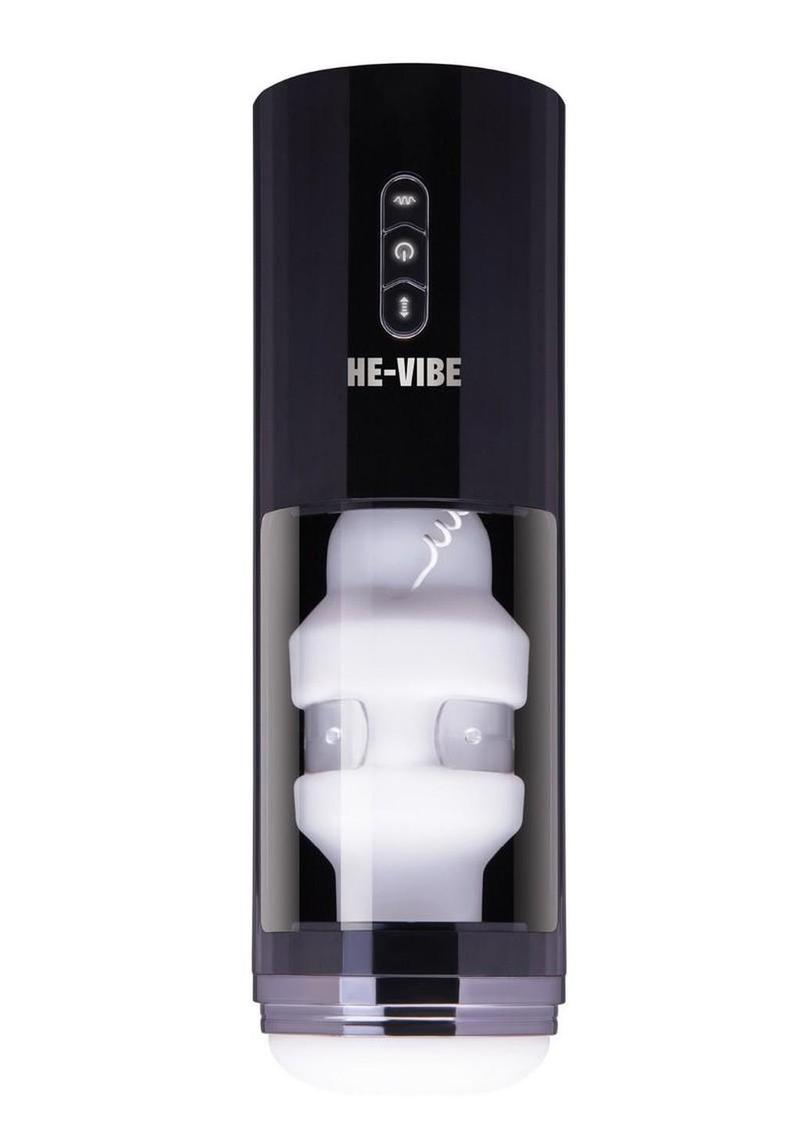 He-Vibe Thrust & Bust Rechargeable Oral Masturbator - Black/Frost