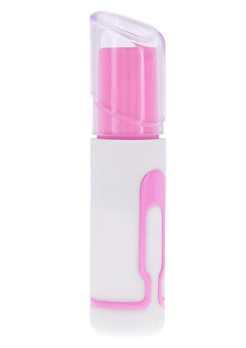 Pucker Up Lipstick Vibe Rechargeable Silicone Bullet - Pink/White
