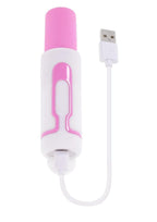 Pucker Up Lipstick Vibe Rechargeable Silicone Bullet - Pink/White