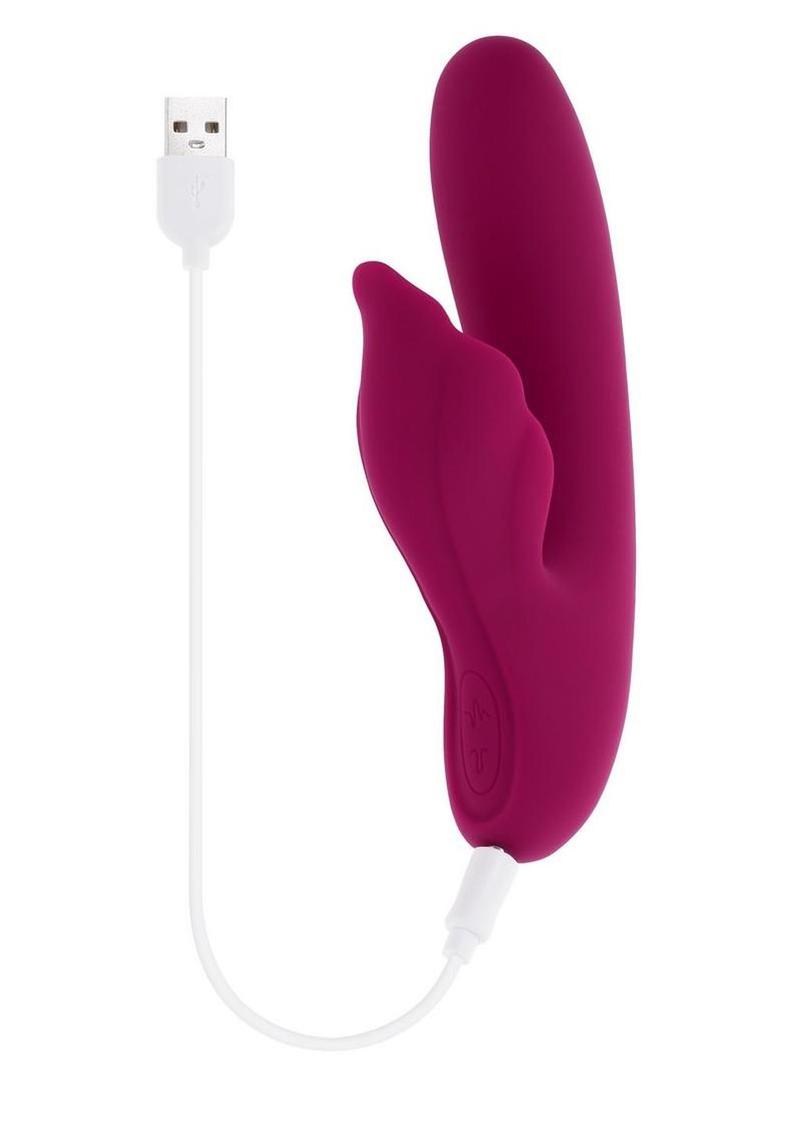Venus Rechargeable Silicone Vibrator with Clitoral Stimulator - Red