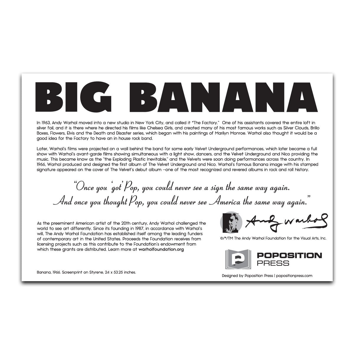 Andy Warhol Big Banana Sliceform Paper Sculpture