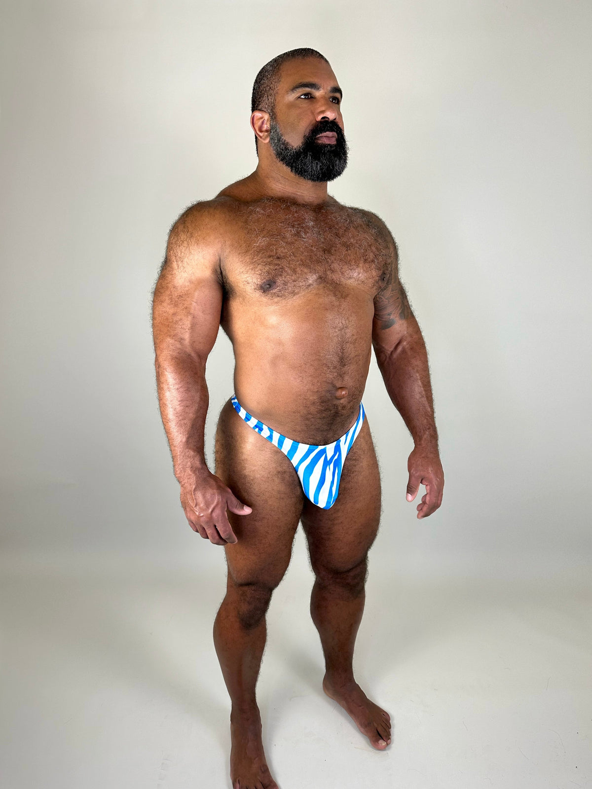 Alfons Dovana Blue Tiger Velvet Thong
