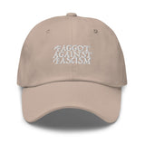 Faggot Against Fascism Dad Hat by YES HOMO in Stone