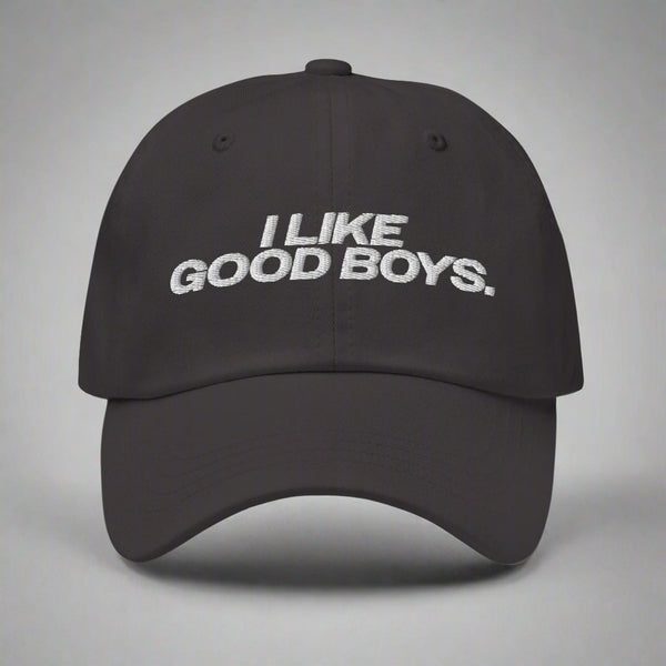 I Like Good Boys Dad Hat by YES HOMO in Dark Grey