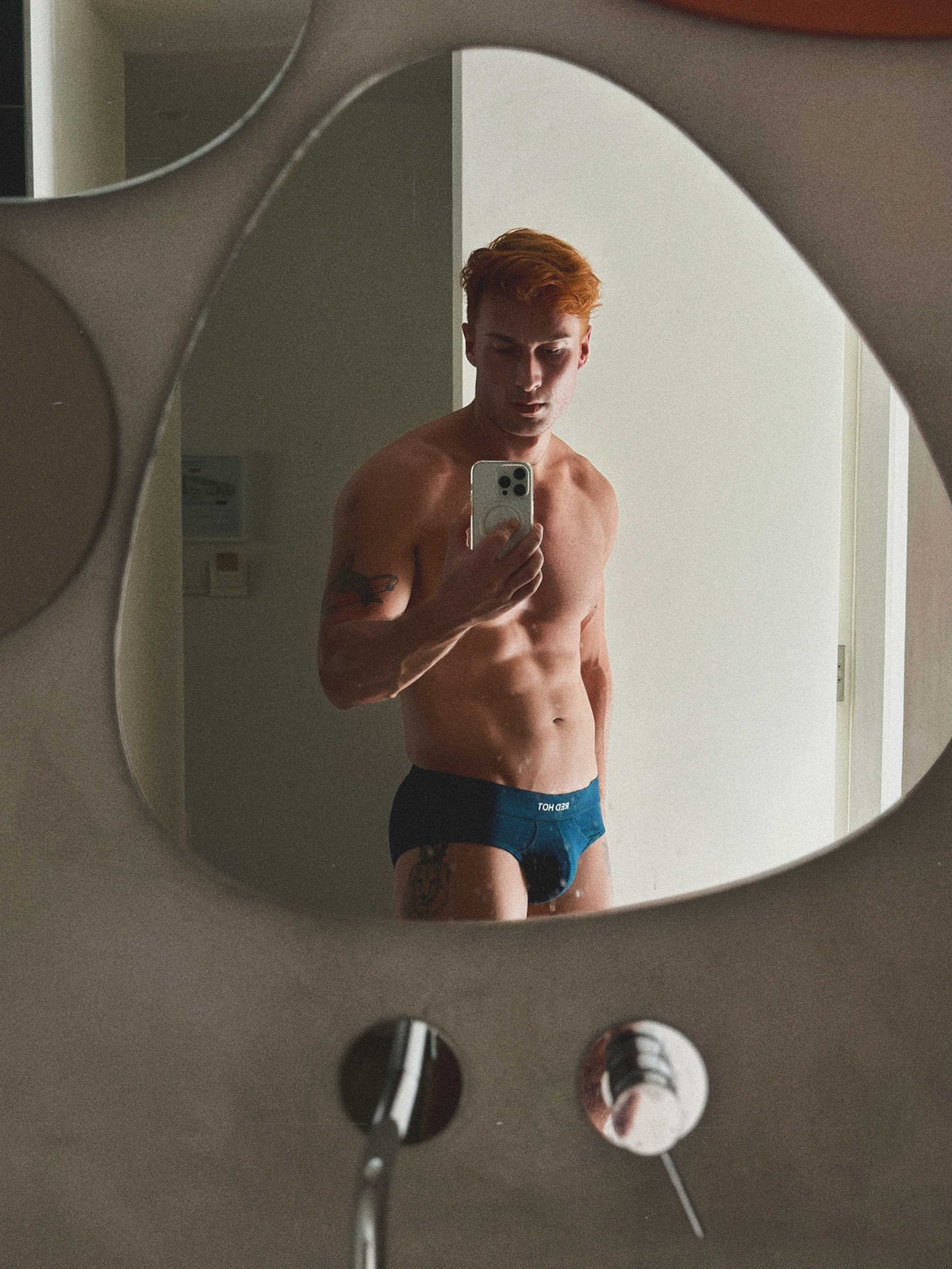 RED Hot Hip Brief Mono-Tone in Petrol Blue