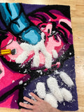 Brad Ouellette, CUM SHOT - Pink/Blue/Purple (handmade Rug), 2025