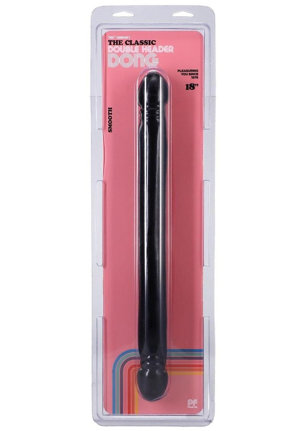 Classic Double Header Smooth Dildo 18in - Black