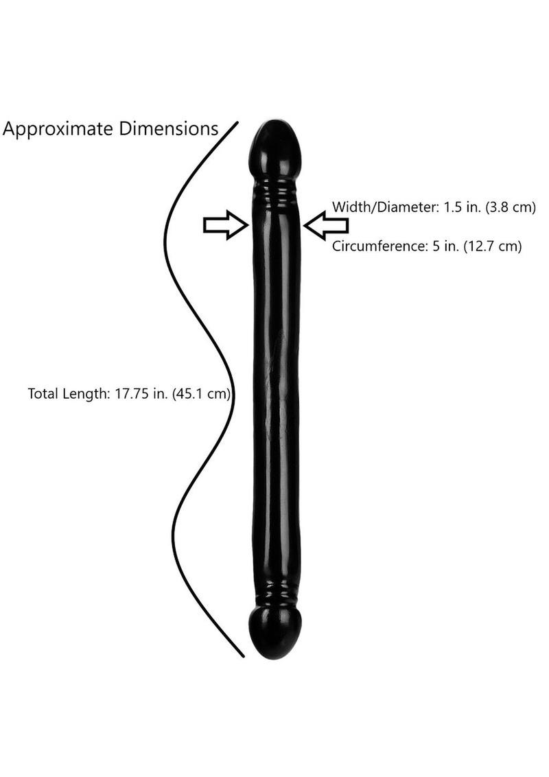 Classic Double Header Smooth Dildo 18in - Black