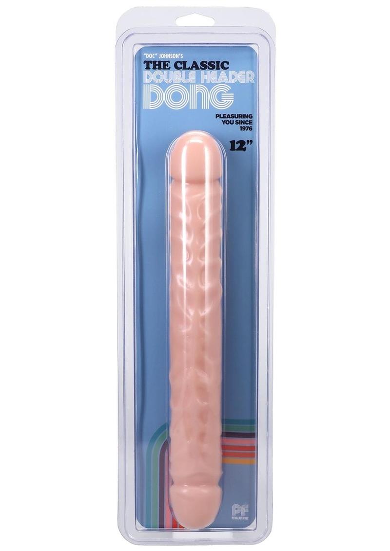 Jr. Veined Double Header Dildo 12in - Vanilla