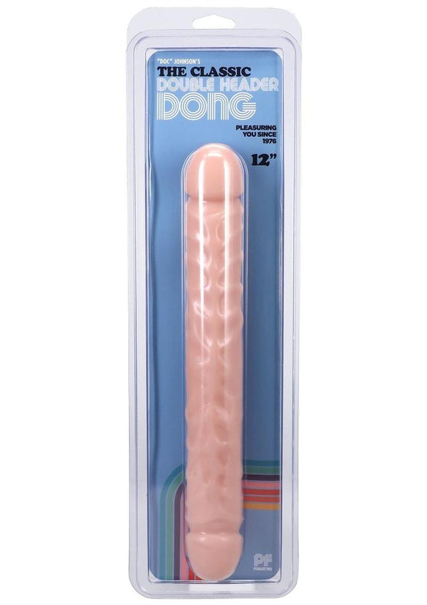 Jr. Veined Double Header Dildo 12in - Vanilla