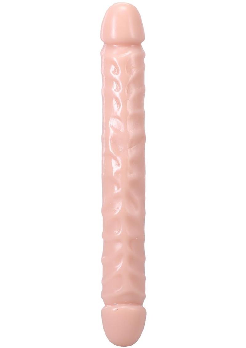 Jr. Veined Double Header Dildo 12in - Vanilla