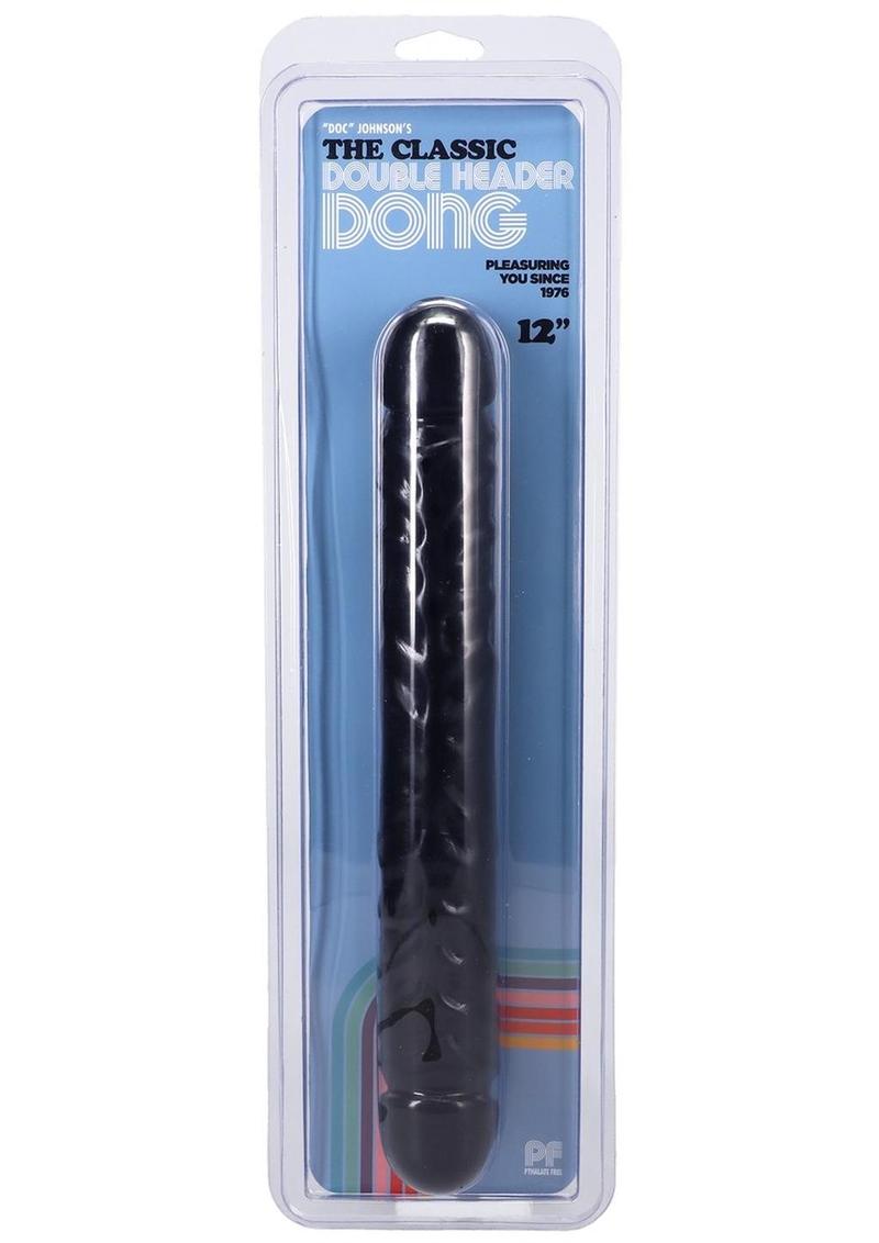 Jr. Veined Double Header Dildo 12in - Black