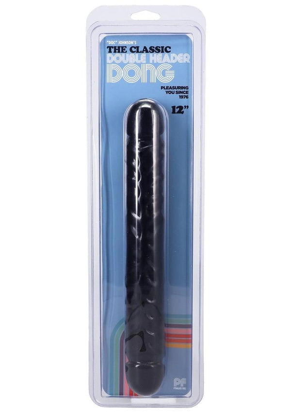 Jr. Veined Double Header Dildo 12in - Black
