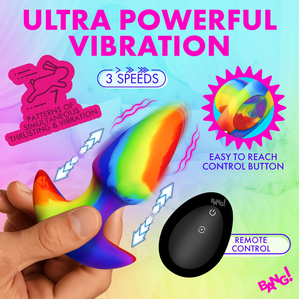 Thrusting and Vibrating Silicone Butt Plug