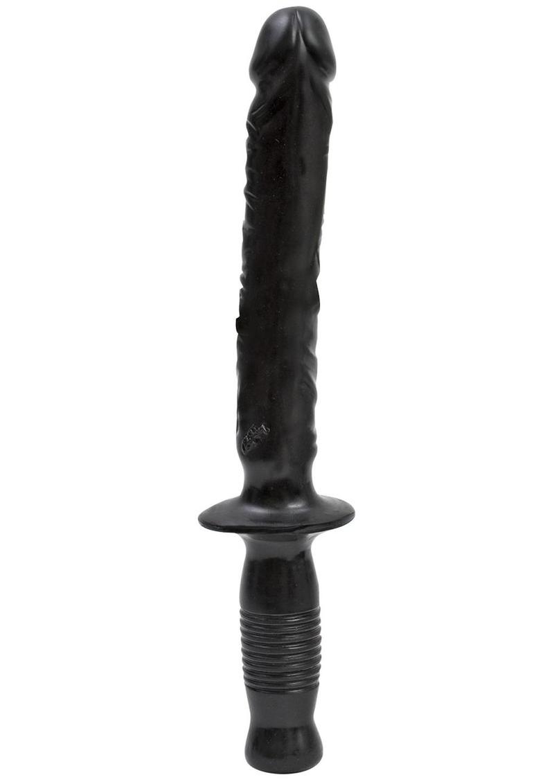 The Manhandler Dildo with Handle 14.5in - Black