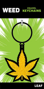 Gold Glitter Leaf Keychain