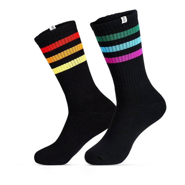 Mounderwear Pride Stripe Athletic Crew Socks Black