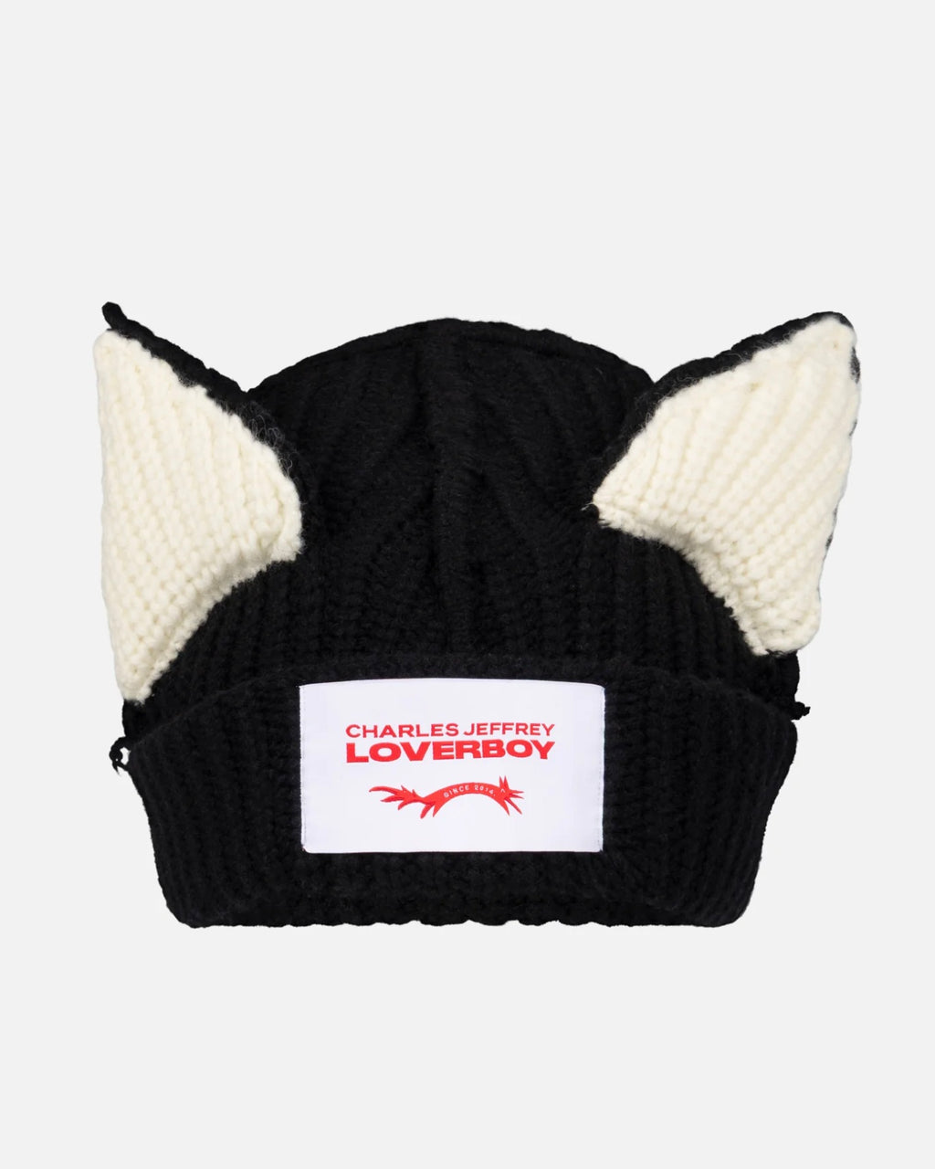 LOVERBOY BY CHARLES JEFFREY CHUNKY EARS BEANIE in BLACK / ECRU