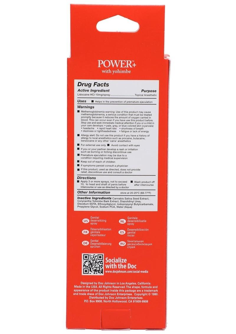 Power Plus with Yohimbe Delay Spray For Men (boxed) 2oz