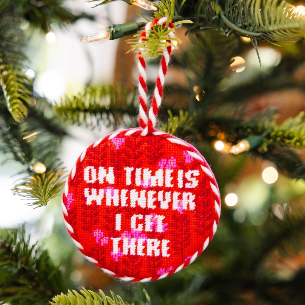 On Time Needlepoint Ornament