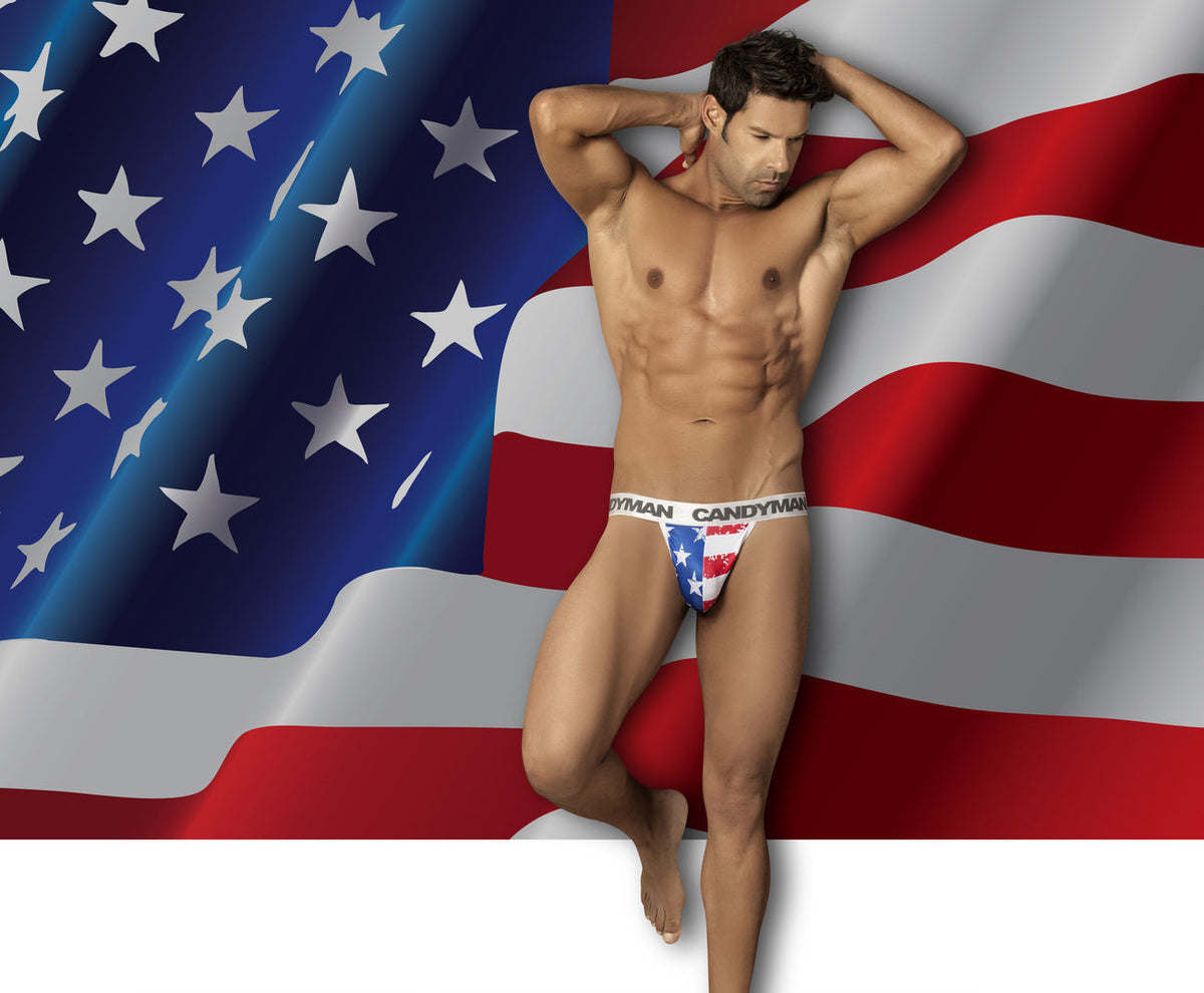 CandyMan Patriotic Thong - Multi-colored