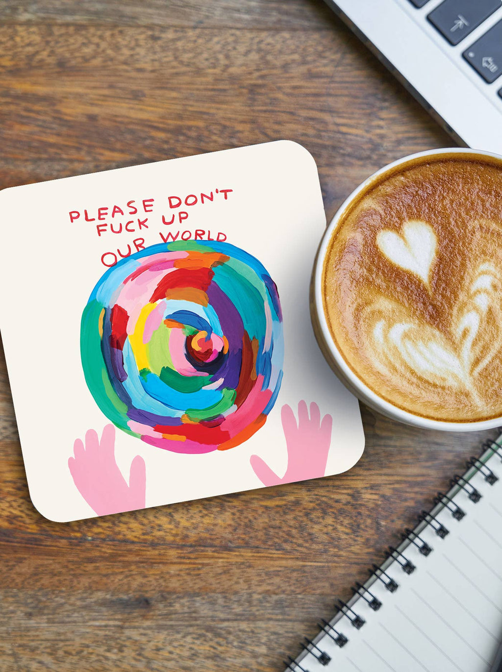 David Shrigley Coaster - Don't Fuck Up World