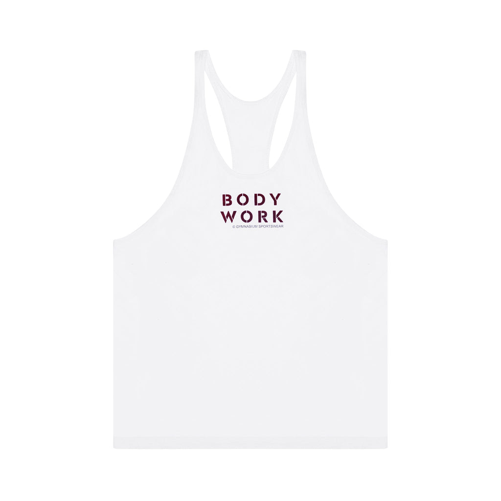GYMNASIUM THE BODY WORK STRINGER TANK WHITE WITH MAROON
