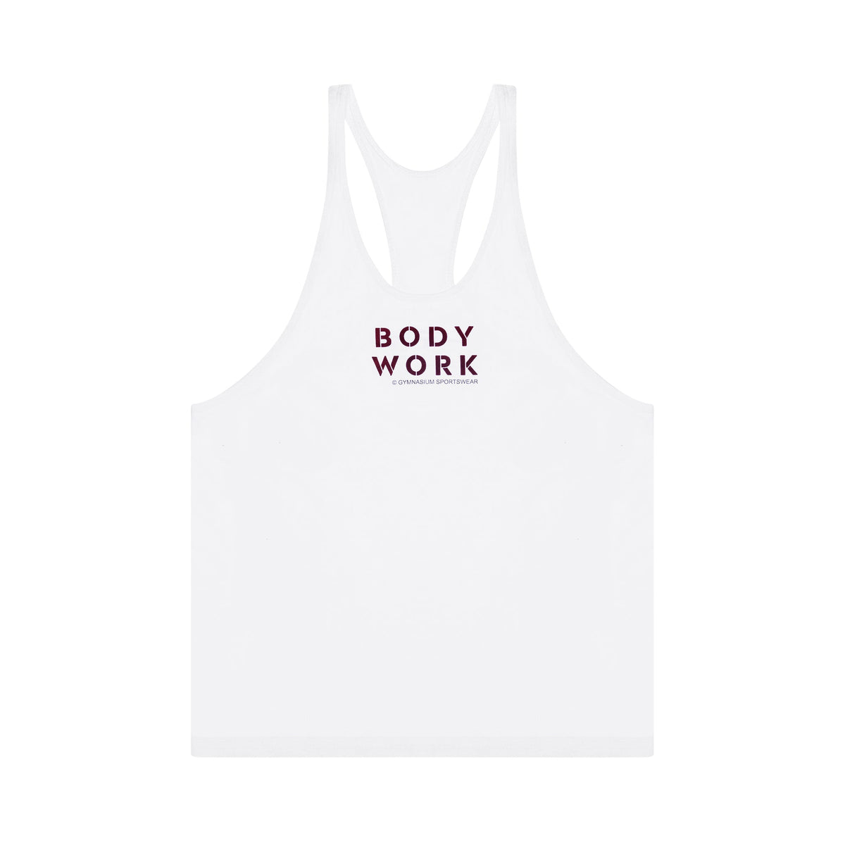 GYMNASIUM THE BODY WORK STRINGER TANK WHITE WITH MAROON