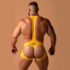 Alfons Dovana Yellow Shiny Jock Singlet (Black Stripes)