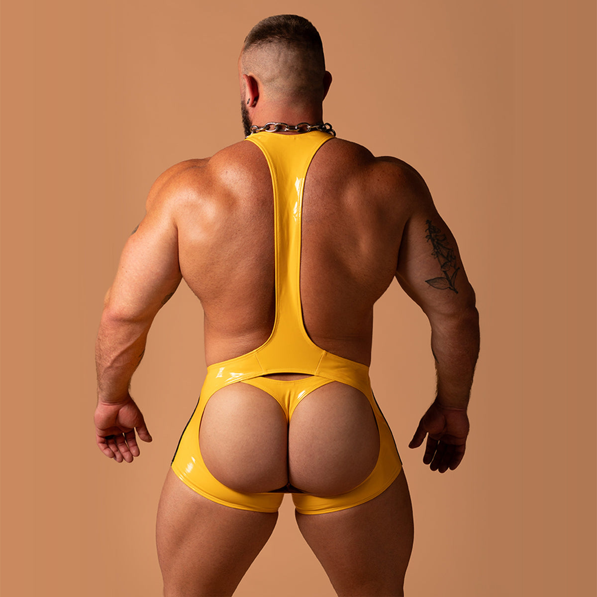 Alfons Dovana Yellow Shiny Jock Singlet (Black Stripes)