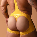 Alfons Dovana Yellow Shiny Jock Singlet (Black Stripes)