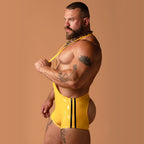 Alfons Dovana Yellow Shiny Jock Singlet (Black Stripes)