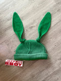 LOVERBOY BY CHARLES JEFFREY MOHAIR CHUNKY RABBIT BEANIE in GREEN - SUN DAMAGED