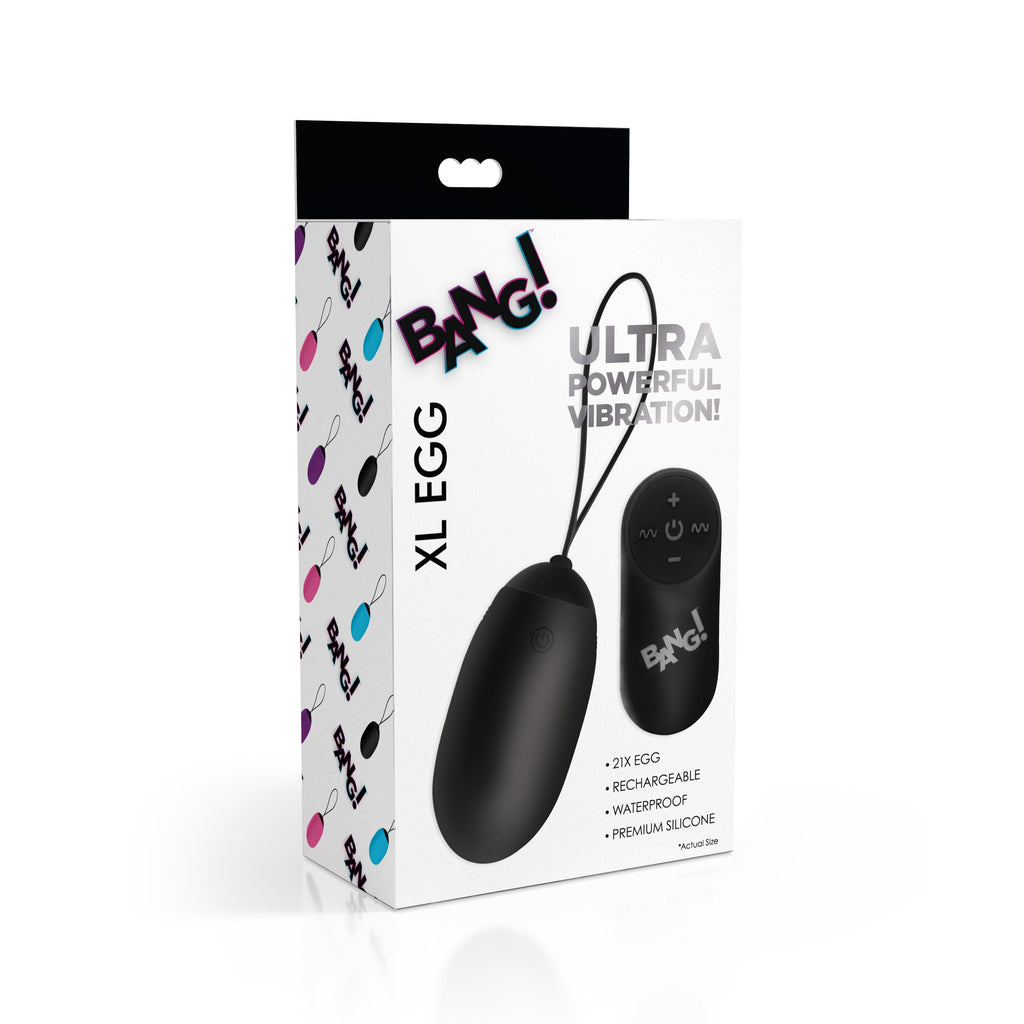 21X XL Silicone Vibrating Egg - Black