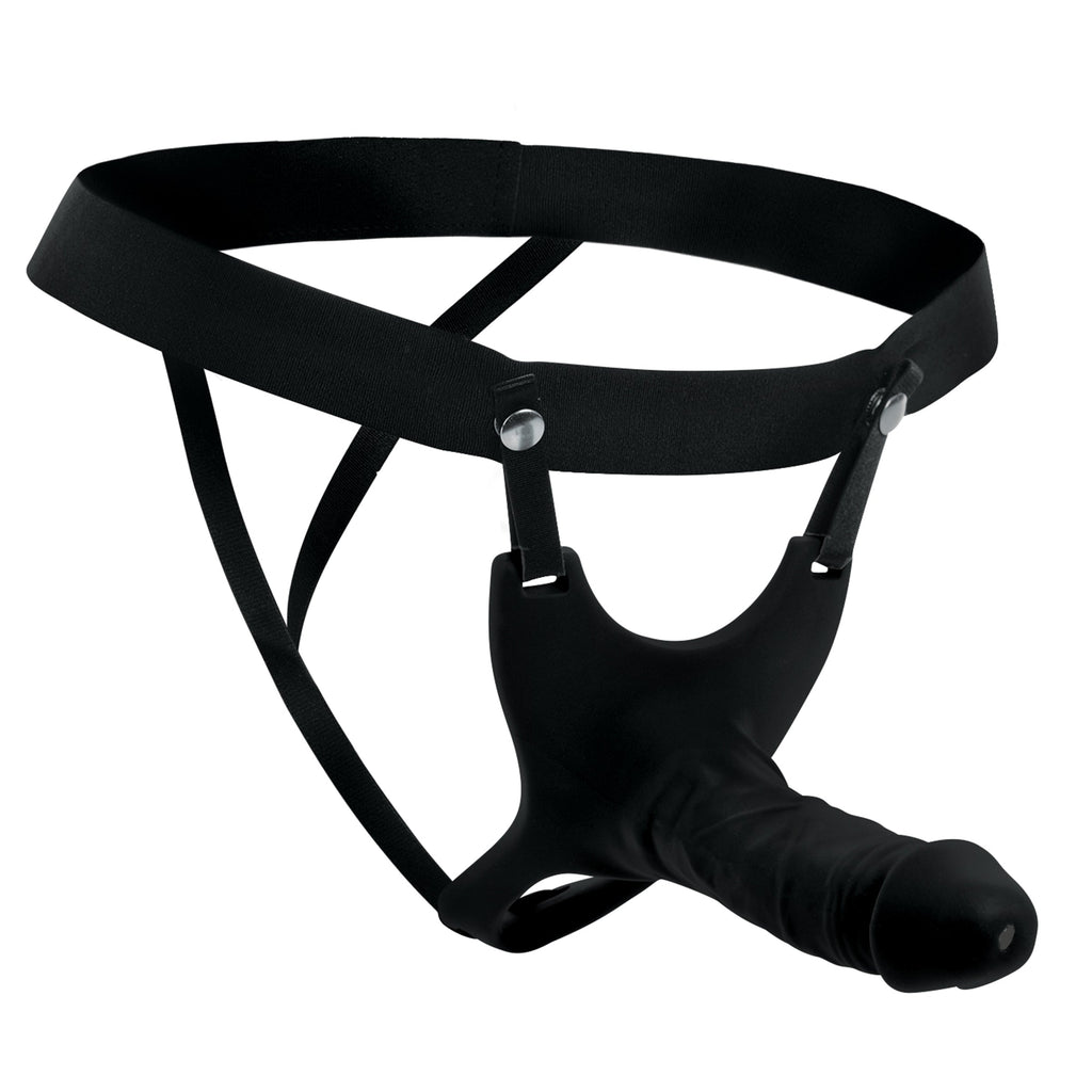 Size Matters Hollow Silicone Dildo Strap-on - Black
