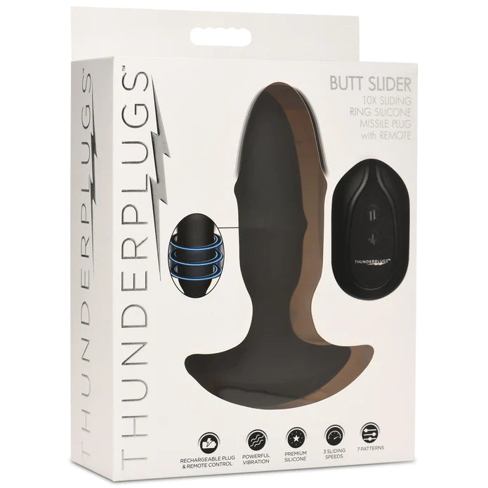 Butt Slider 10X Sliding Ring Silicone Missile Plug W/ Remote