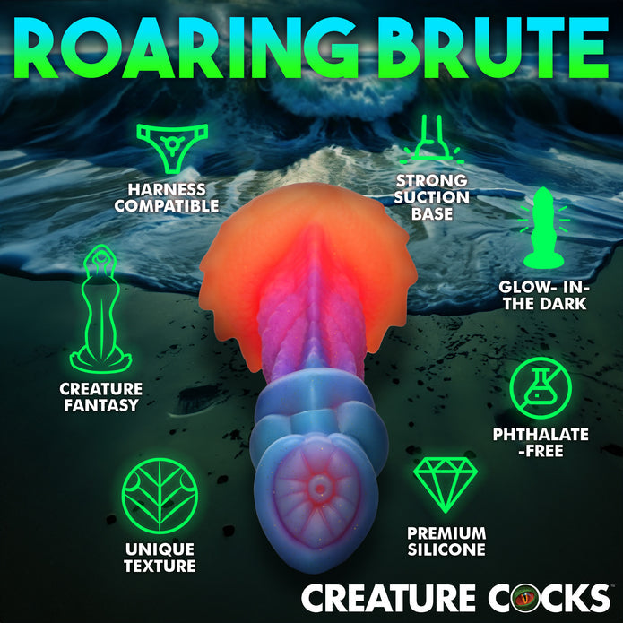 Aqua-Cock Glow-in-the-Dark Silicone Dildo by Creature Cocks