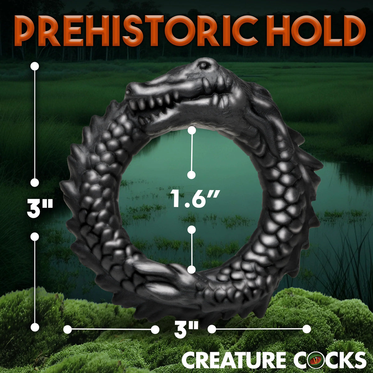 Creature Cocks Black Caiman Silicone Cock Ring