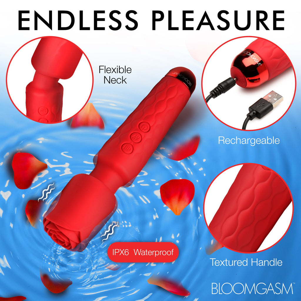 Pleasure Rose 10X Silicone Wand with Rose Attachment