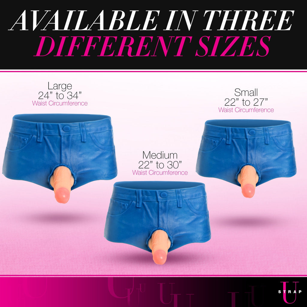 Strap U Booty Shorts 6" Dildo Silicone Strap On Harness - Large