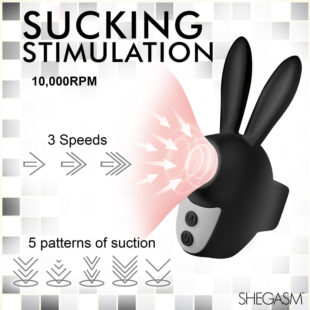 Shegasm Sucky Bunny Clit Stimulator - Black