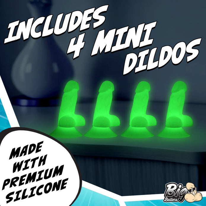 Glow-in-the-Dark Suction Snap-On Peckers 4 Pack by Big Ballers