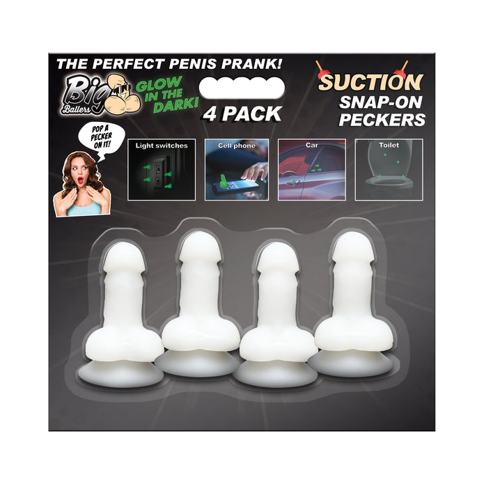 Glow-in-the-Dark Suction Snap-On Peckers 4 Pack by Big Ballers
