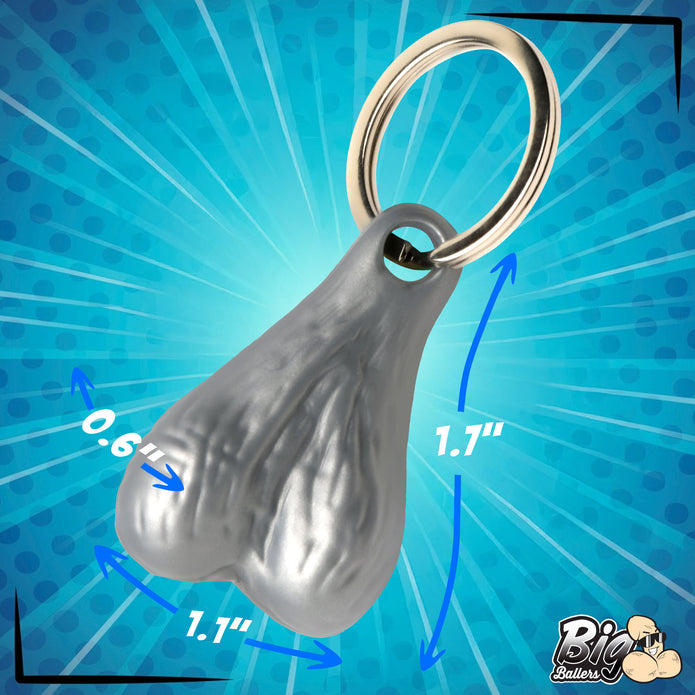 Big Ballers Nuts Keychain - Silver